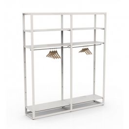 RETAIL DISPLAY FURNITURE - SHELVES GONDOLAS : Modular shelf gondola white h 240 x 210 x 45 cm