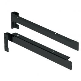 MATERIEL AGENCEMENT MAGASIN - ACCESSOIRES GONDOLES MAGASIN : Equerres de suspension noire pour tablette de gondoles