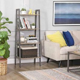 AGENCEMENT MAGASIN : Etag&egrave;re &eacute;chelle avec 4 niveaux en bois et cadre acier