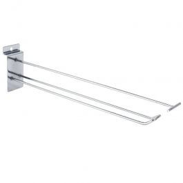RETAIL DISPLAY FURNITURE - ACCESSORIES FOR SLATWALLS : Euro hook, with top bar, l=30 cm, chrome