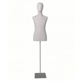 MALE MANNEQUIN BUST - VINTAGE BUST : Fabric bust, male head on square base