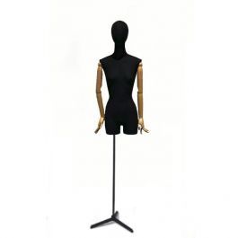 Vintage bust Female fabric bust with head on tripod Bust shopping