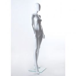 FEMALE MANNEQUINS - MANNEQUIN ABSTRACT : Faceless female window mannequin white glolssy