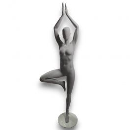 FEMALE MANNEQUINS - MANNEQUINS SPORT : Female abstract yoga display mannequin grey