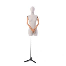 FEMALE MANNEQUIN BUST - TAILORED BUST : Female bust with arms and head on tripod base