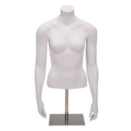 FEMALE MANNEQUIN BUST - BUST : Female bust with arms and short base - white color