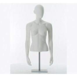 FEMALE MANNEQUIN BUST - BUST : Female bust with face arms and base white finish