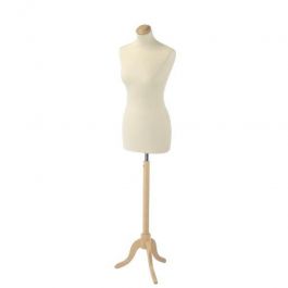 FEMALE MANNEQUIN BUST - TAILORED BUST : Female bust with wooden tripod base