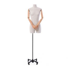 FEMALE MANNEQUIN BUST - TAILORED BUST : Female fabric bust on wheeled base