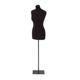 FEMALE MANNEQUIN BUST : Female fabric bust with black rectangular base