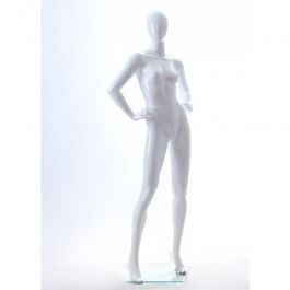 PROMOTIONS FEMALE MANNEQUINS : Female mannequin white gloss hand on hips