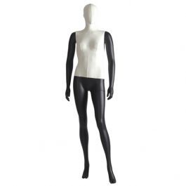 FEMALE MANNEQUINS - VINTAGE MANNEQUINS : Female window mannequin torso in fabric and black limbs