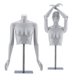 MALE MANNEQUIN BUST - BUST : Flexible female bust grey finish