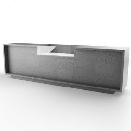 COUNTERS DISPLAY & GONDOLAS : Glossy grey store counter 340 cm