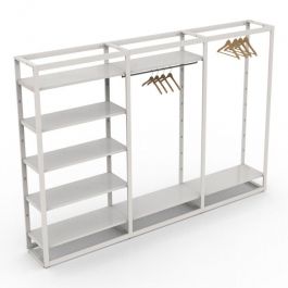 RETAIL DISPLAY FURNITURE - SHELVES GONDOLAS : Gondola for store 3 span white h185 x 312 x 45