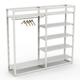 RETAIL DISPLAY FURNITURE - SHELVES GONDOLAS : Gondola white finish 3 span h 185 x 210 x 45 cm