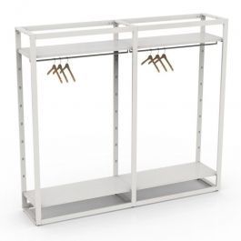 MOBILIARIO Y EQUIPAMIENTO COMERCIAL : Gondola de tienda de metal blanco h 185 x 210 x 45 cm