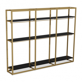 ARREDAMENTO NEGOZI - GONDOLE PER NEGOZI : Gondola del negozio in oro e nero 314 x 44 x 240 cm