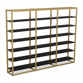 ARREDAMENTO NEGOZI : Gondola del negozio nero e oro h240 x 314 x 45 cm