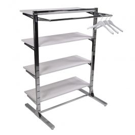 Gondolas for stores Gondola chrome 4 white shelves H 145 X 105 X 73 CM Presentoirs shopping