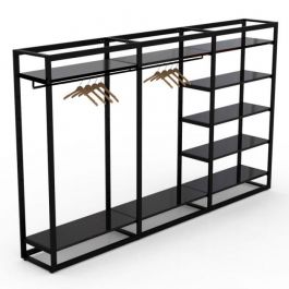 MOBILIARIO Y EQUIPAMIENTO COMERCIAL : Gondola negra modelo grande h 185 x 45 x 312 cm