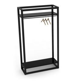 MOBILIARIO Y EQUIPAMIENTO COMERCIAL - GONDOLAS POR TIENDAS : Góndola para ropa de metal negro al. h 185 x 105 x 45cm