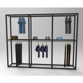 MOBILIARIO Y EQUIPAMIENTO COMERCIAL : Góndola para ropa en metal negro h 240 x 312 x 45 cm