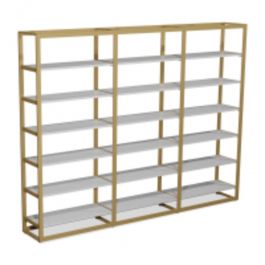 ARREDAMENTO NEGOZI - GONDOLE PER NEGOZI : Gondola shop oro e bianco 314 x 240 x 44 cm