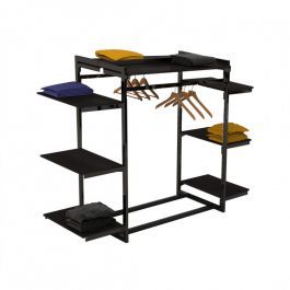 RETAIL DISPLAY FURNITURE - GONDOLAS FOR STORES : Clothing display with black shelf h 140 x 104 x 60 cm