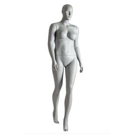 FEMALE MANNEQUINS : Gray plus size woman window mannequin walking