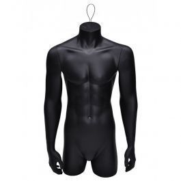 HERREN BüSTEN SCHAUFENSTERPUPPEN - SCHAUFENSTERFIGUREN TORSEN : Torso 3/4 model heer met armen in mat zwart