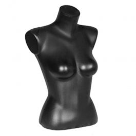FEMALE MANNEQUIN BUST : Half female bust form in plactic black color