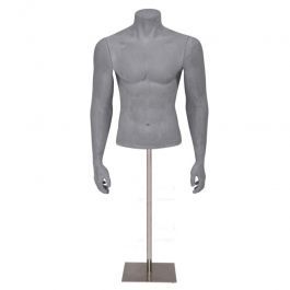 MALE MANNEQUIN BUST : Half male mannequin foundry finish and long base