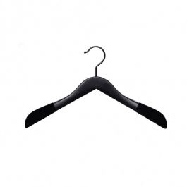 WHOLESALE HANGERS - VELVET HANGERS : 10 hanger coat whith velvet pads black finish 42 cm