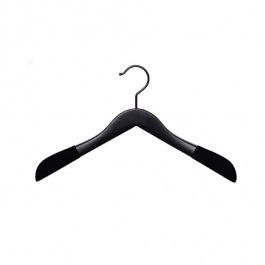 WHOLESALE HANGERS - WOODEN COAT HANGERS : 10 hanger coat whith velvet pads black finish 42 cm