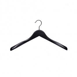 WHOLESALE HANGERS - WOODEN COAT HANGERS : 10 hangers for coat black color 39 cm