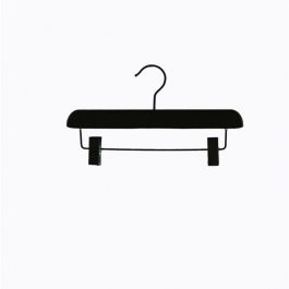 WHOLESALE HANGERS : 10 hangers for kid pants with clips black color 30 cm