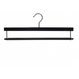 WHOLESALE HANGERS - WOODEN COAT HANGERS : 10 hanger for pants with bar black finish 38 cm