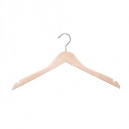 WHOLESALE HANGERS - SHIRT HANGERS : 25 hangers raw wood without bar 44 cm