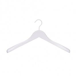 WHOLESALE HANGERS - COAT HANGERS FOR JACKETS : 10 hanger white wood for coat 44 cm