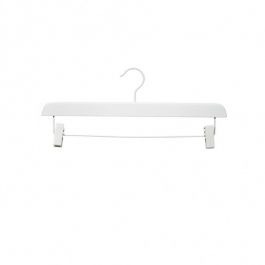 WHOLESALE HANGERS - HANGERS WITH CLIPS : 10 hanger with bar and clamps white color 38 cm
