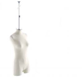 FEMALE MANNEQUIN BUST - TAILORED BUST : Hanging tailored female bust light cream fabric