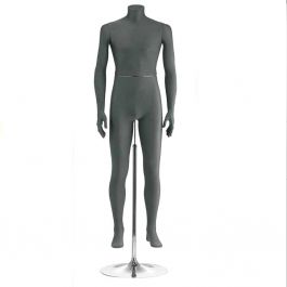 MALE MANNEQUINS - DISPLAY MANNEQUINS HEADLESS : Headless male mannequin with dark gray fabric