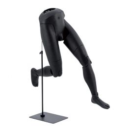 ACCESSOIRES MANNEQUIN VITRINE - JAMBES MANNEQUINS VITRINE : Jambe de mannequin flexible homme sur base coloris noir