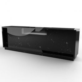 THEKENANLAGE UND VERKAUFSTISCH : Ladentisch glänzend schwarz 278 cm