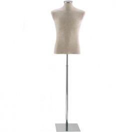 MALE MANNEQUIN BUST : Linen tailor male bust with square metal base