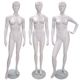 MANNEQUINS VITRINE FEMME : Lot de 3 mannequin vitrine femme stylisé coloris blanc