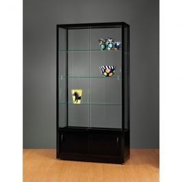 Thekenvitrine Luxe vitrinekast zwart 100 cm met onderkast Vitrine