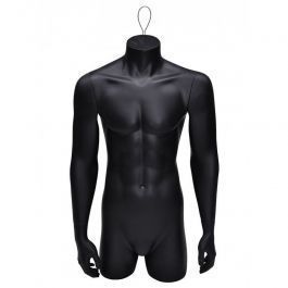 MALE MANNEQUIN BUST : Male 3/4 bust mannequin black color and hook