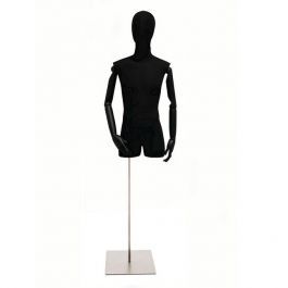 MALE MANNEQUIN BUST - TAILORED BUST : Male bust in black fabric on square base